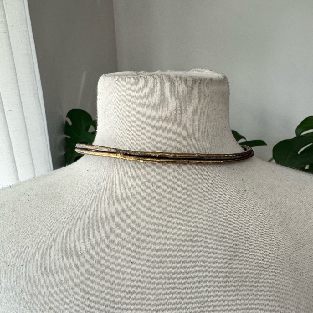 Artisan Brutalist Amethyst Leaf Torque Choker Sta… - image 5